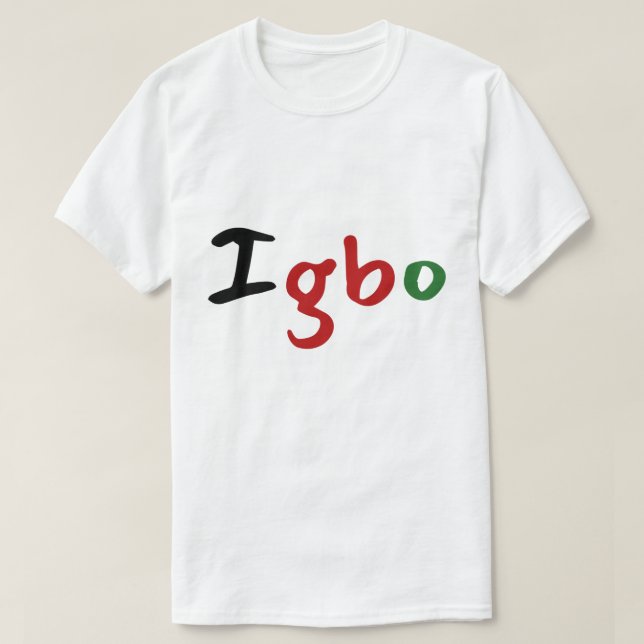 Igbo-farbiger Pan-afrikanischer Text T-Shirt (Design vorne)