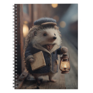 Igel als Schaffner im Vintage-Zug Notizblock