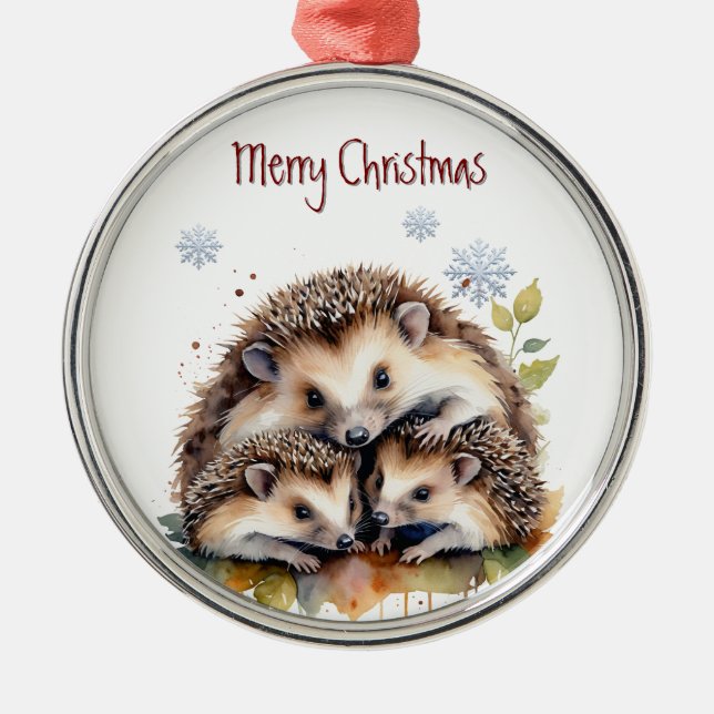Igel Aquarell Ornament Aus Metall (Vorne)