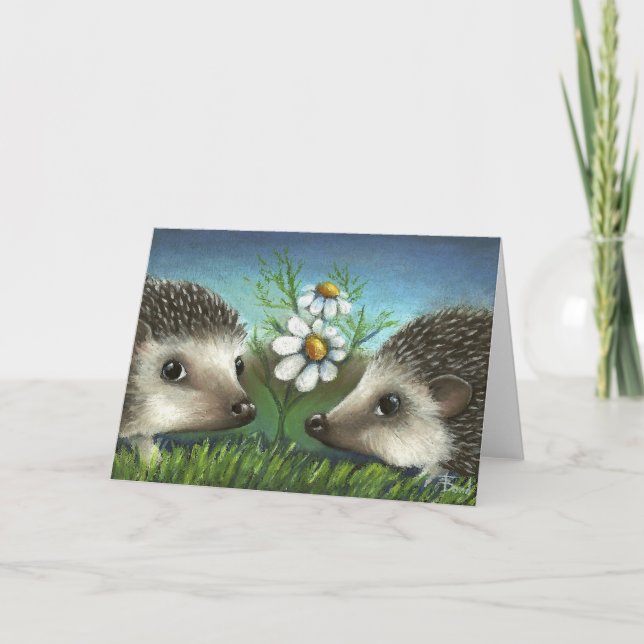 Igel auf einem Date Karte (Vorderseite)