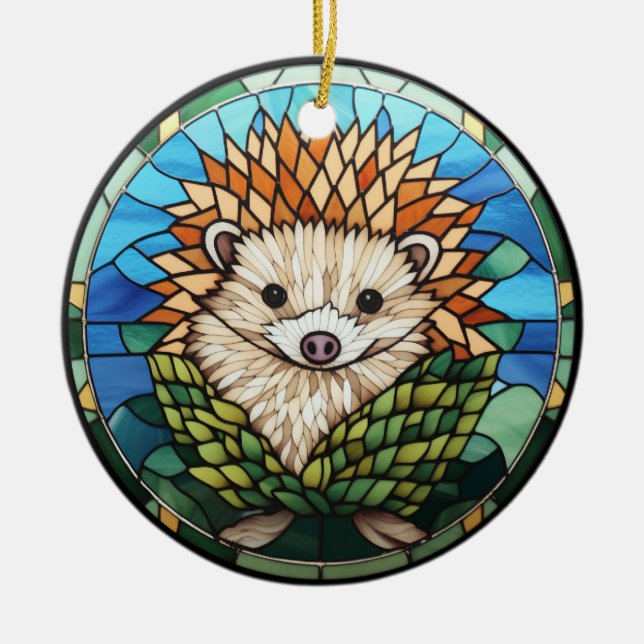 Igel aus Süßglas Keramik Ornament (Vorne)