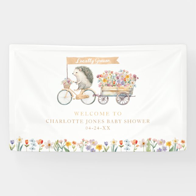 Igel Baby Dusche Begrüßungsbanner Blumengarten Banner (Horizontal)