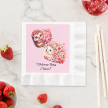 Igel-Baby-Shower-Servietten für Mädchen | Süß Rosa