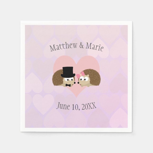 Igel bei Hochzeiten im Igel der Liebe Serviette (Vorderseite)