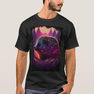 Igel Berge Sonnenuntergang Retro 70er Vintag 3 T-Shirt