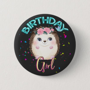 Igel Birthday Girl Party Geschenke Button