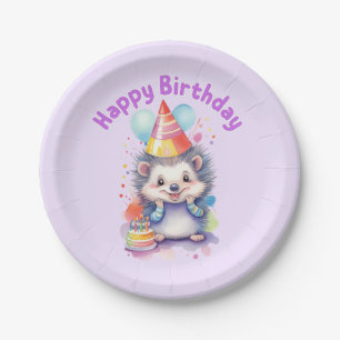 Igel Birthday Whimsical Watercolor Pappteller