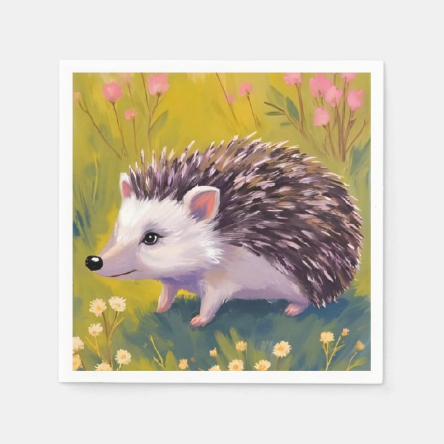 Igel Blumenfeld Tiermalerei Serviette (Vorderseite)