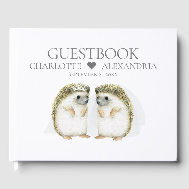 Igel Brides Niedliche Lesbische Homosexuelle Hochz Gästebuch (Vorderseite)