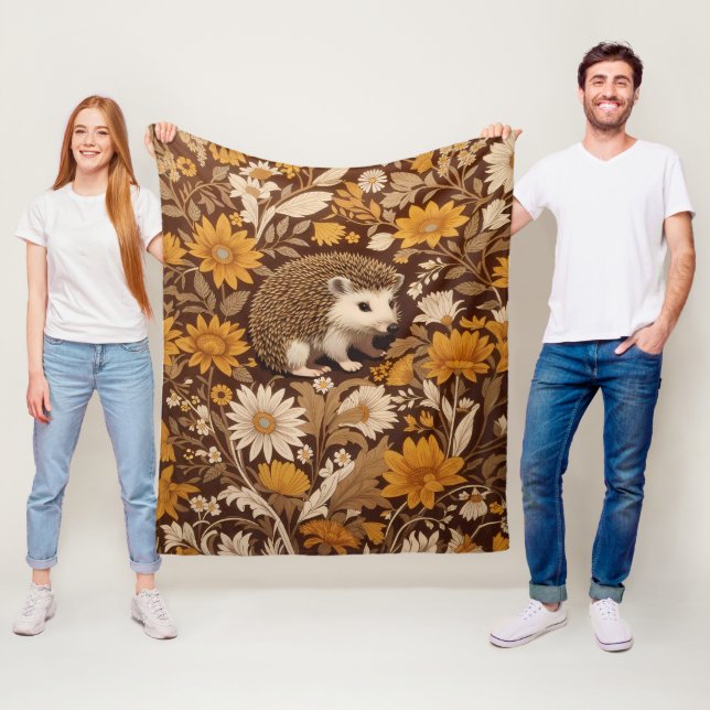 Igel Brown Floral William Morris Inspiriert Fleecedecke (Beispiel)