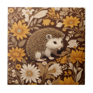 Igel Brown Floral William Morris Inspiriert Fliese