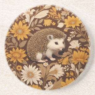 Igel Brown Floral William Morris Inspiriert Getränkeuntersetzer