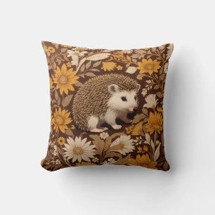 Igel Brown Floral William Morris Inspiriert Kissen
