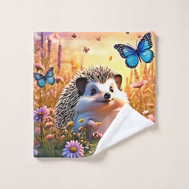 Igel Butterfly Art Badhandtuch Set (Waschlappen)