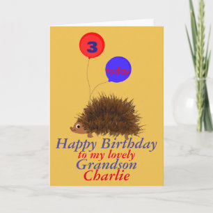 Igel Cartoon Birthday Grandson Namensalter Karte