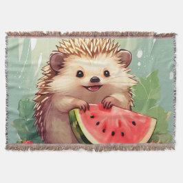 Igel, der ein Stück Wassermelone genießt Decke