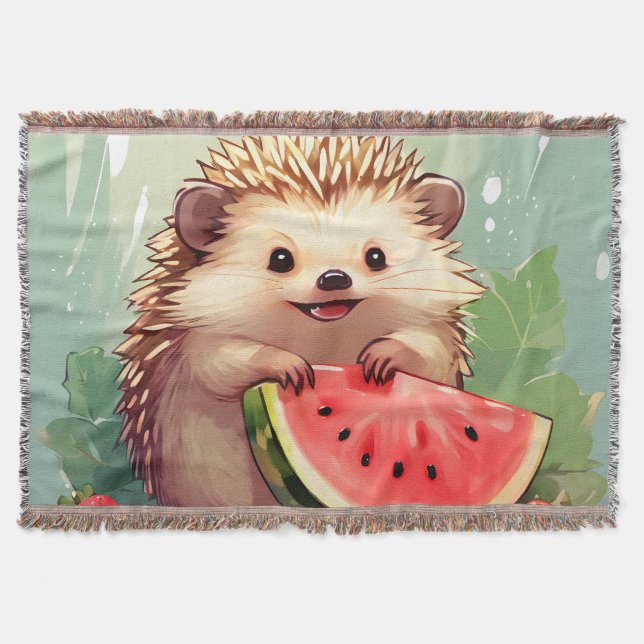 Igel, der ein Stück Wassermelone genießt Decke (Vorderseite)