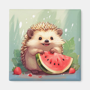 Igel, der ein Stück Wassermelone genießt Magnet
