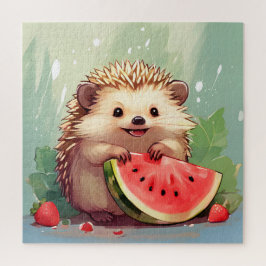 Igel, der ein Stück Wassermelone genießt Puzzle