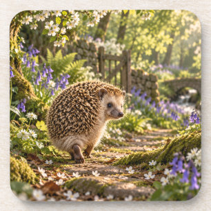 Igel-Design auf Waldweg Getränkeuntersetzer
