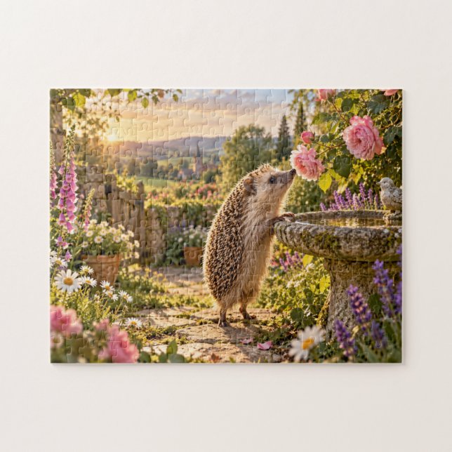 Igel-Design im Rosengarten Puzzle (Horizontal)