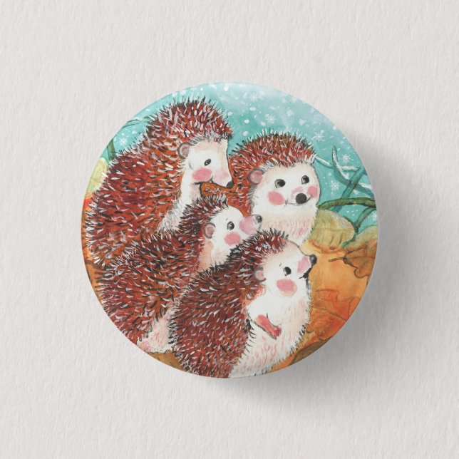 Igel, die miteinander sprechen Illustration Button (Vorderseite)
