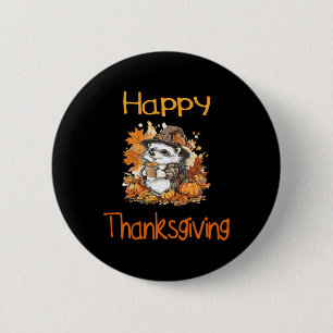 Igel Fall Erntedank glücklich Thanksgiving Button