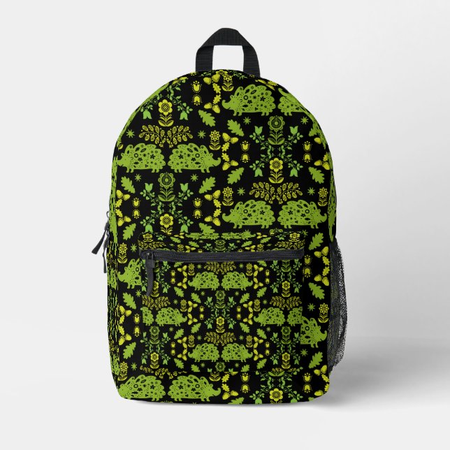 Igel Folk Art Bedruckter Rucksack (Vorderseite)