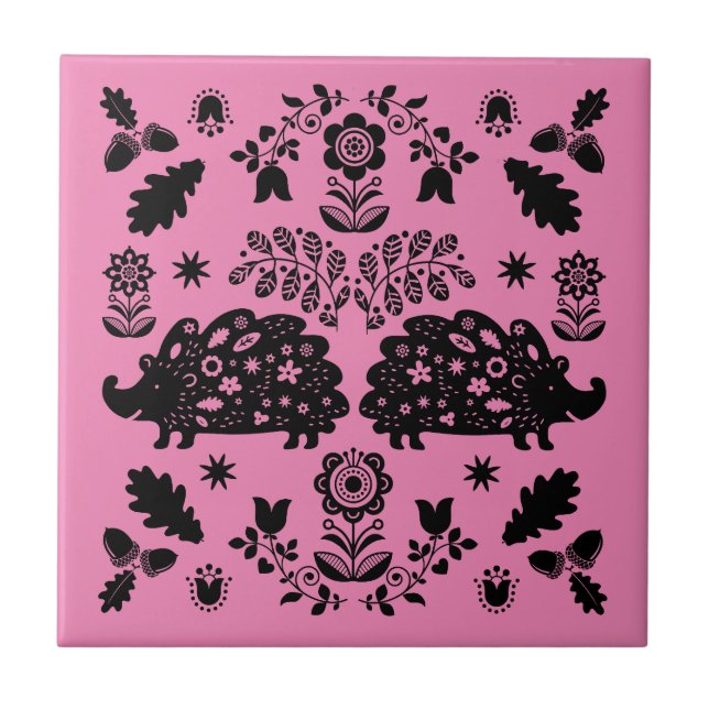 Igel Folk Art Fliese (Vorderseite)