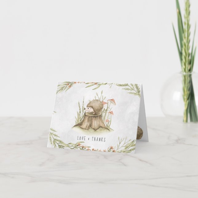 Igel | Forest Baby Shower Danke (Vorderseite)