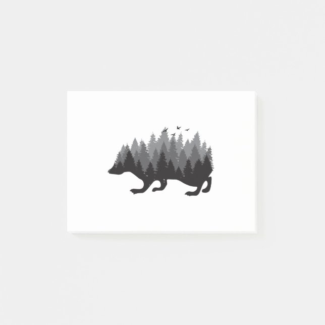 Igel Forest Graue Farbgestaltung Post-it Klebezettel (Vorderseite)