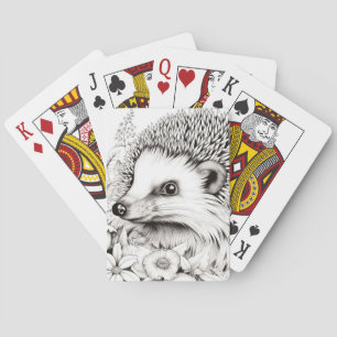 Igel Friedlich Natur Prärie Sketch Zeichnend Spielkarten