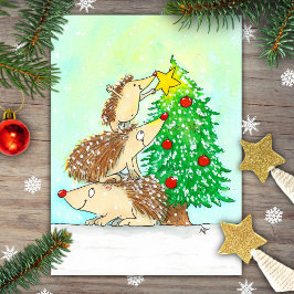 Igel Frohe Weihnachts-Postkarte von N. Janes Postkarte