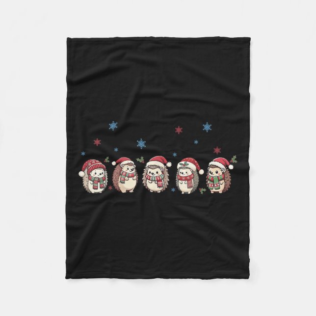 Igel Frohe Weihnachts-Sweater, Igel Santa X Fleecedecke (Vorderseite)