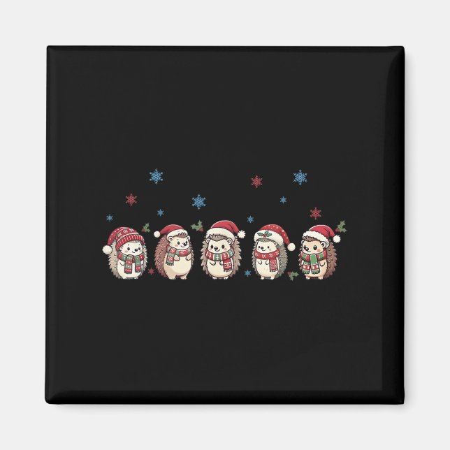 Igel Frohe Weihnachts-Sweater, Igel Santa X Magnet (Vorne)