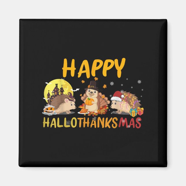 Igel Frohes Herbst Weihnachtsfeiertag Thai Magnet (Vorne)
