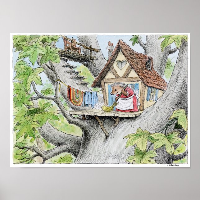 Igel für die Frühlingsreinigung Drucken Poster (Vorne)