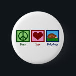 Igel für eine friedliche Liebe Button<br><div class="desc">Ein Friedenszeichen,  ein Herz und ein niedlicher Igel. Ich Liebe mein stacheliges Haustier.</div>