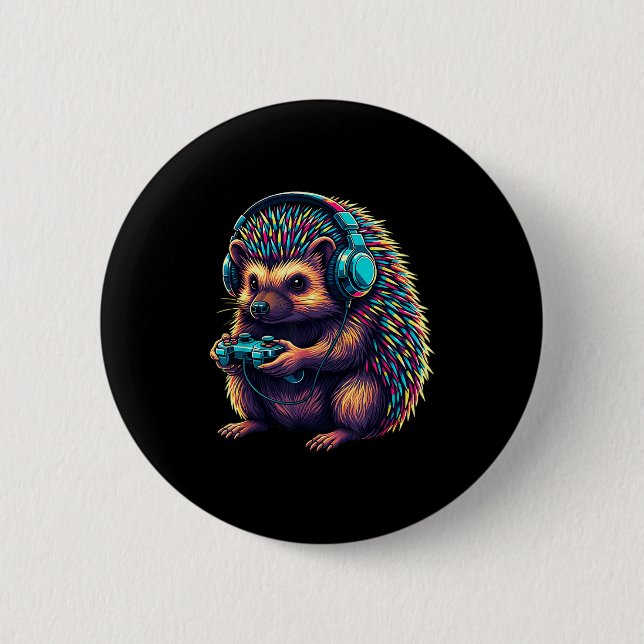 Igel-Gaming-Tier-Videospiele Lustiger Igel  Button (Vorderseite)