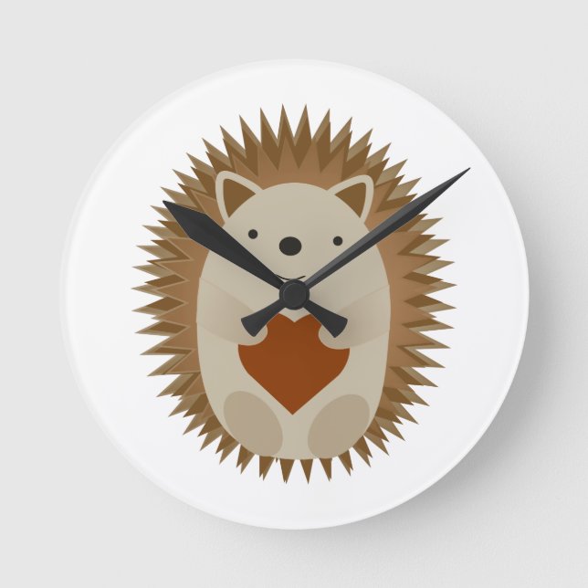 Igel Heart Runde Wanduhr (Vorderseite)