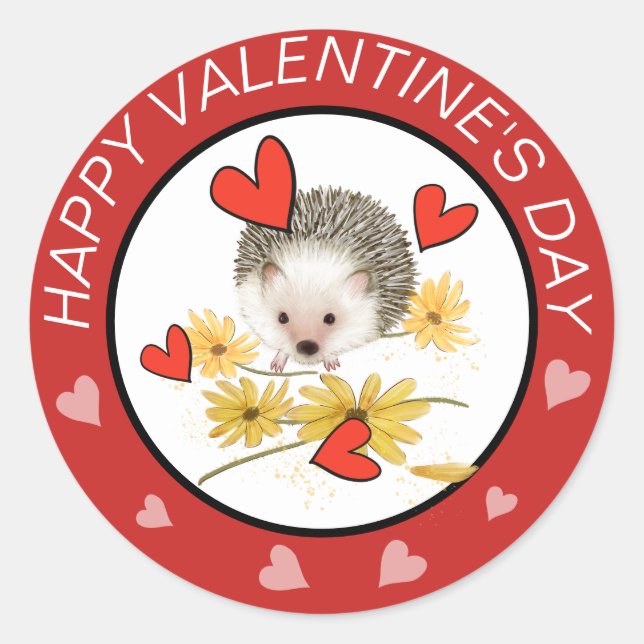 Igel Hearts Valentines Aufkleber (Vorderseite)
