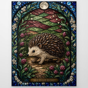 Igel, Heckenbeeren-Buntglas Postkarte