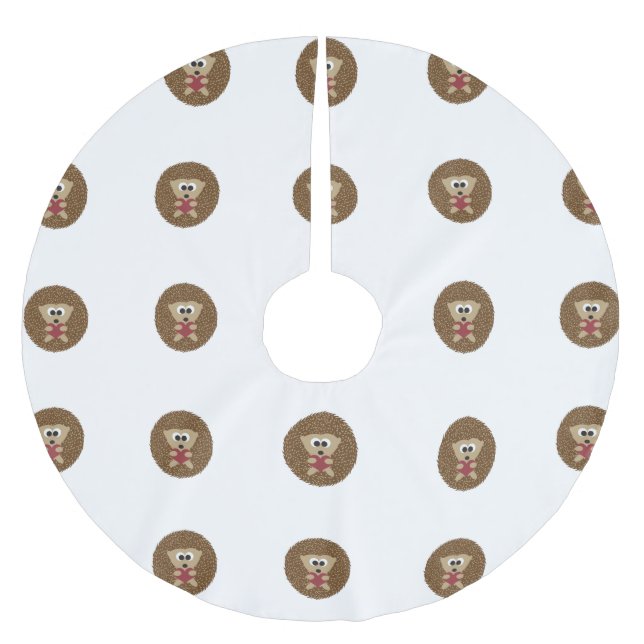 Igel Herzumarmung Polyester Weihnachtsbaumdecke (Vorderseite)