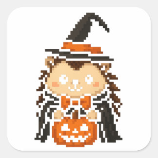 Igel-Hexenaufkleber Quadratischer Aufkleber