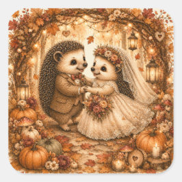 Igel Hochzeit Herbst Ersttanz Quadratischer Aufkleber
