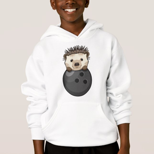 Igel im Bowling mit Bowlingball Hoodie (Vorderseite)
