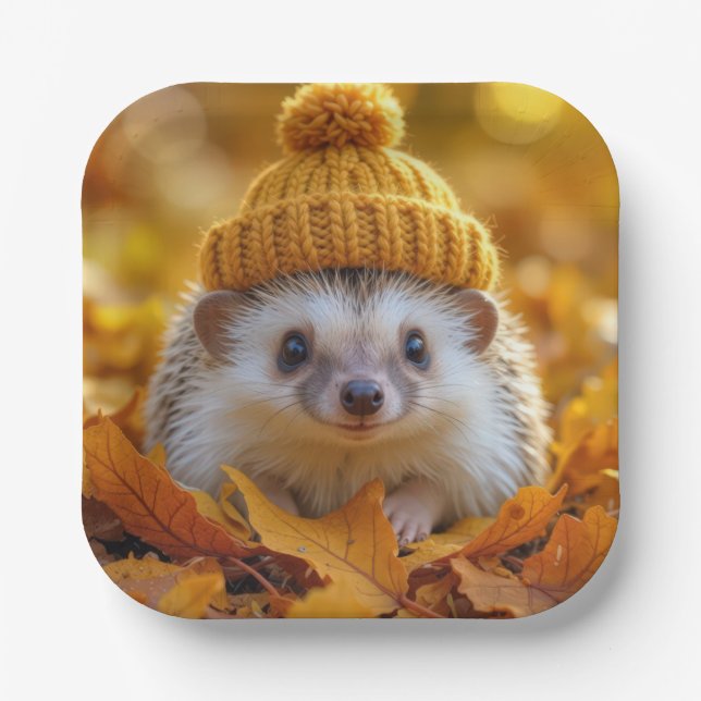 Igel im Herbst Pappteller (Vorderseite)