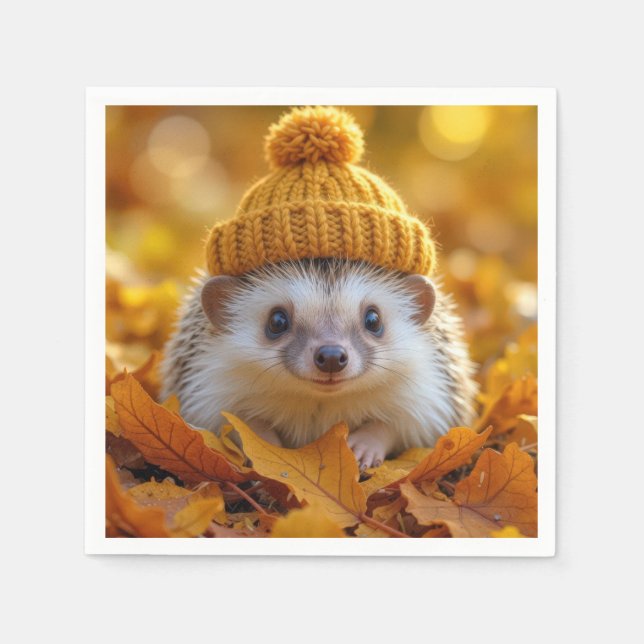 Igel im Herbst Serviette (Vorderseite)