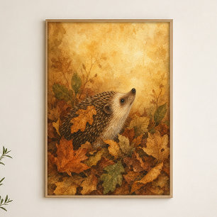 Igel im Herbstlaub Wasserfarbenposter Poster