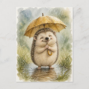 Igel im Regen Postkarte